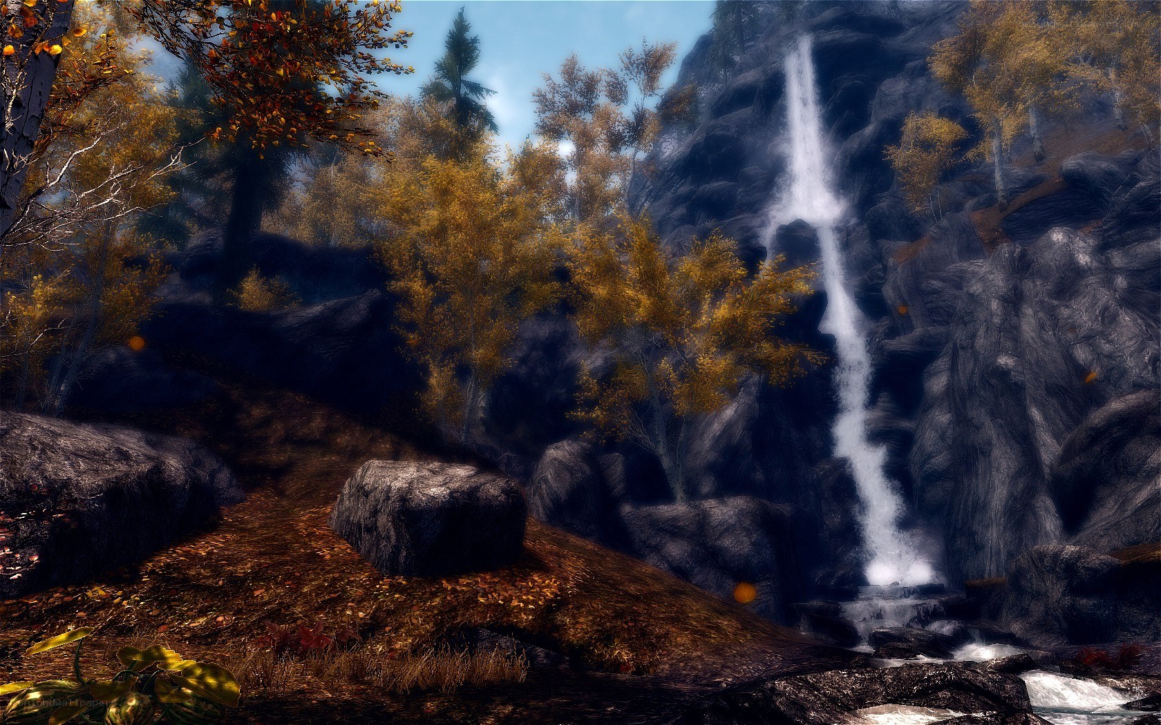 Autumn waterfall in a forest