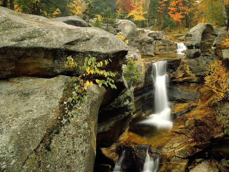 Autumn waterfall in forest