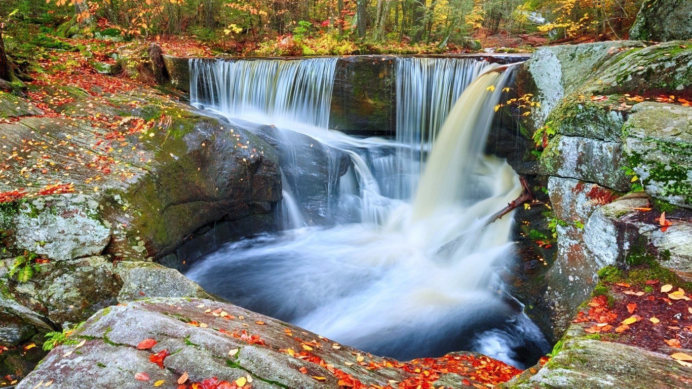 Autumn waterfall in forest