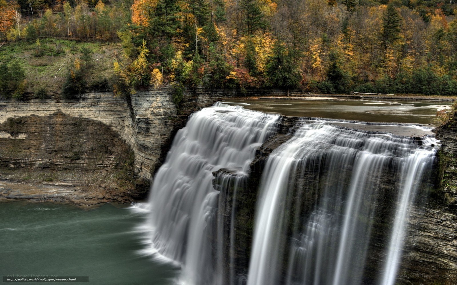 Autumn waterfall landscape