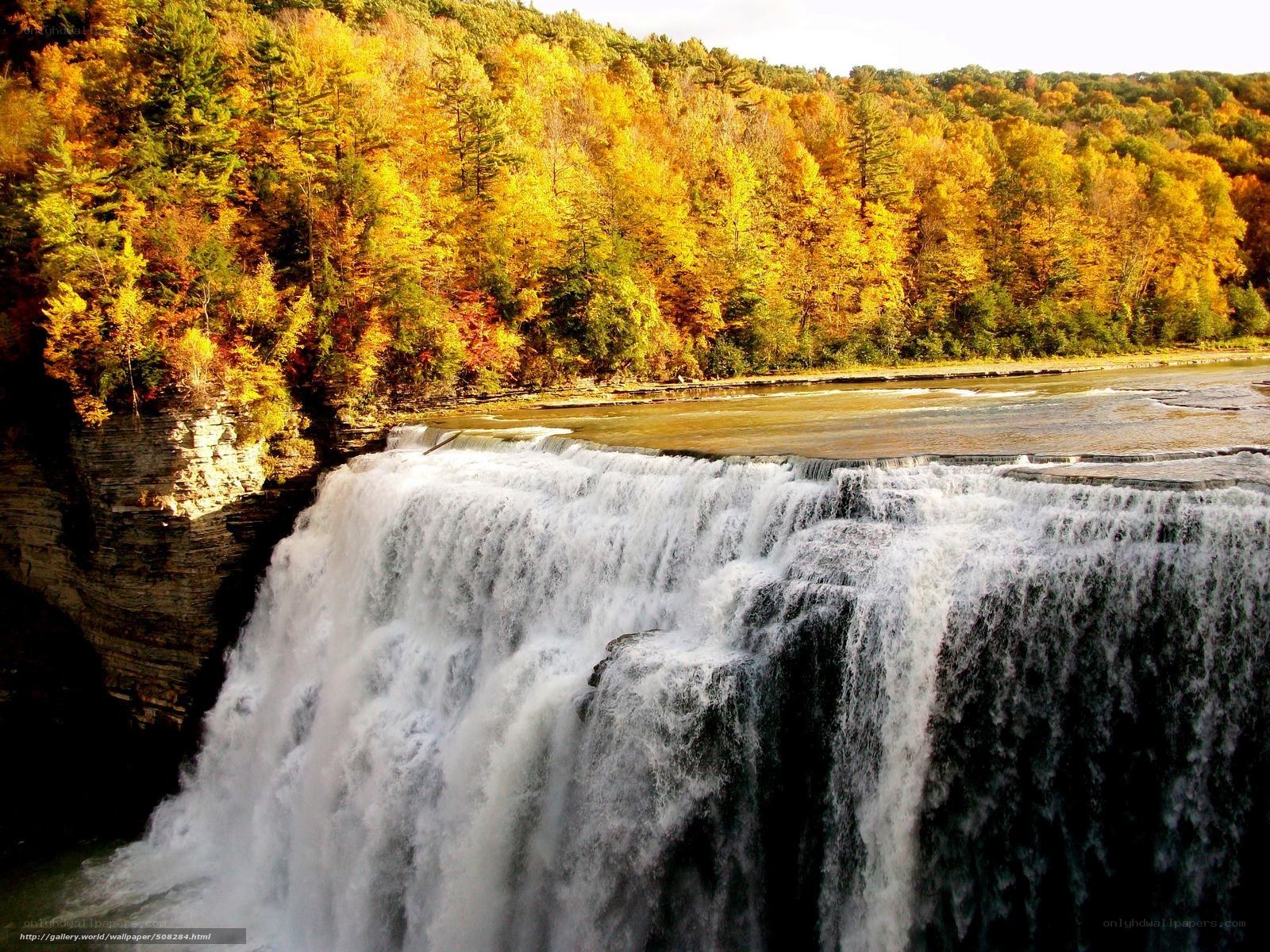 Autumn waterfall landscape