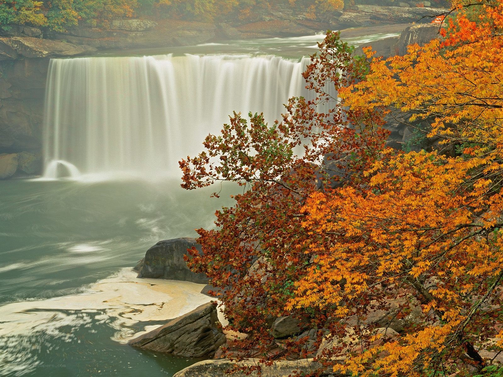 Autumn waterfall scenery