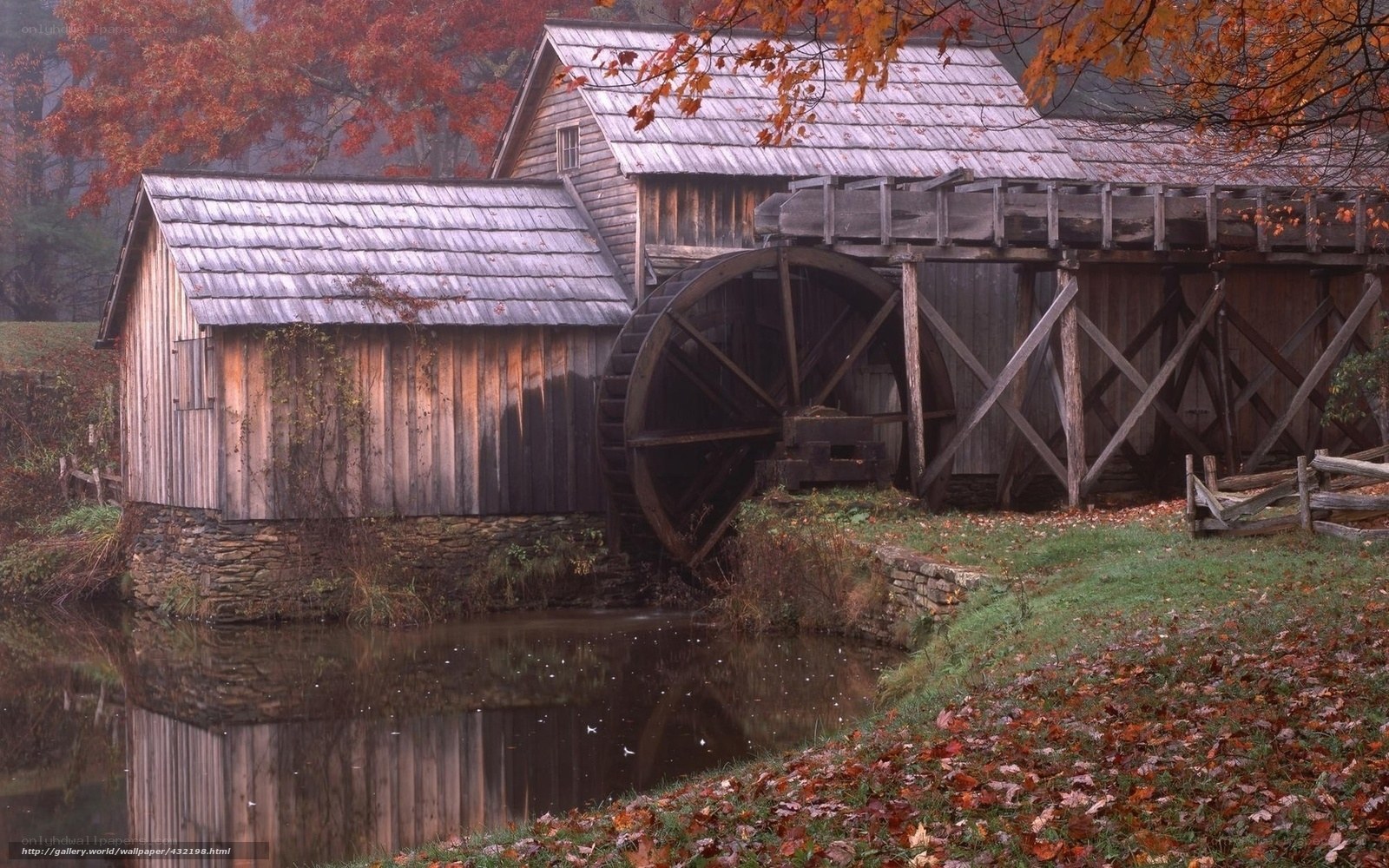 Autumn watermill scene