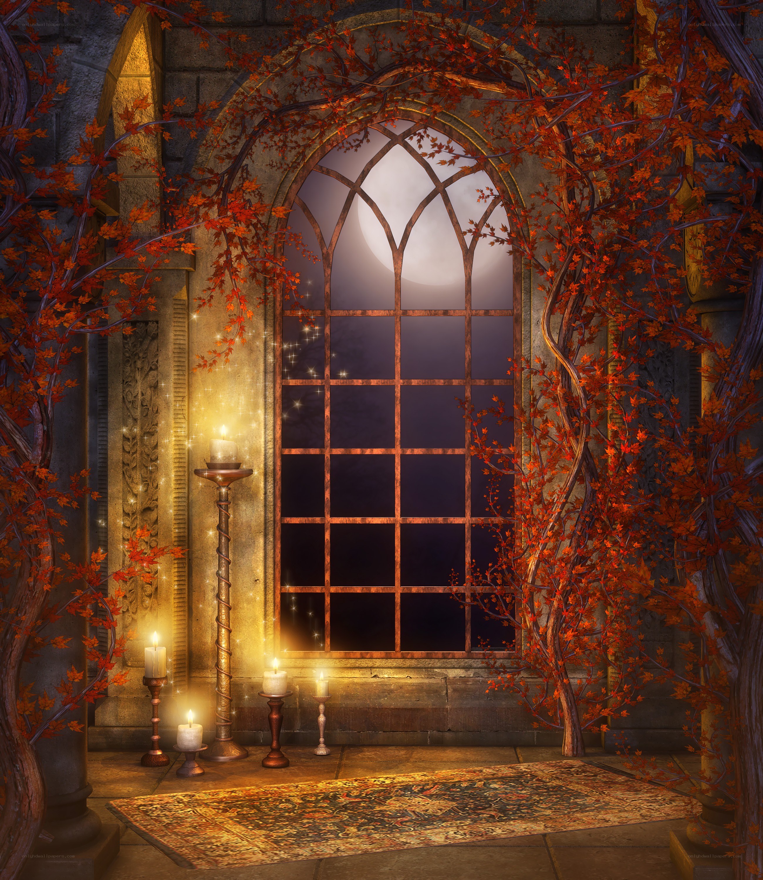 Autumn window scene