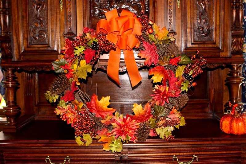 Autumn Wreath on Cabinet