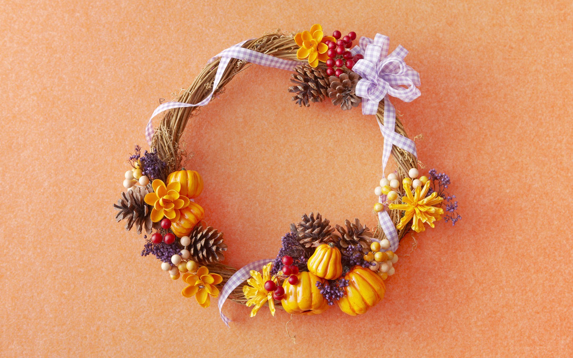 autumn wreath with pumpkins