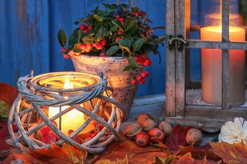 Autumnal Candle Arrangement — Orange