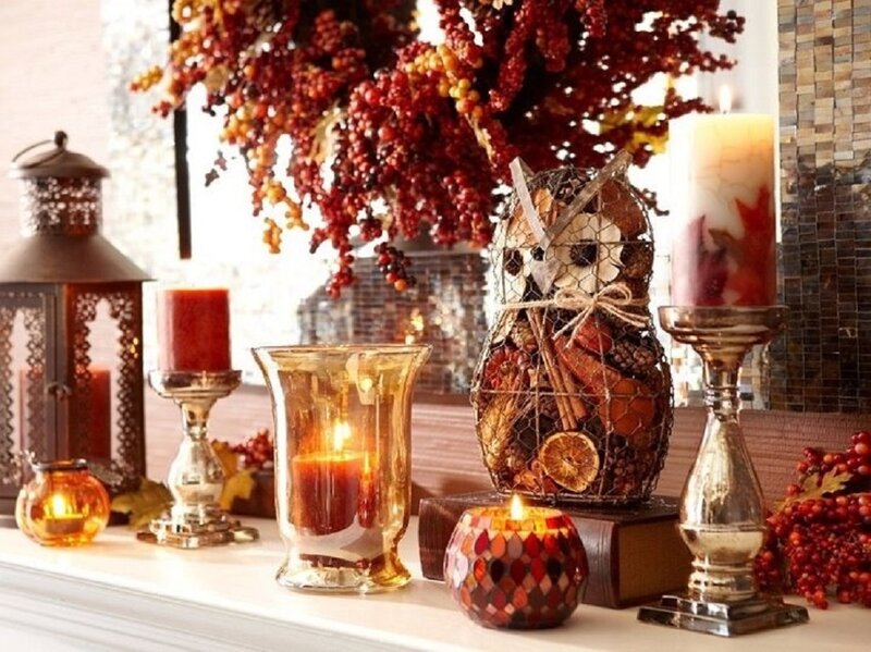 Autumnal Candle Display — Red
