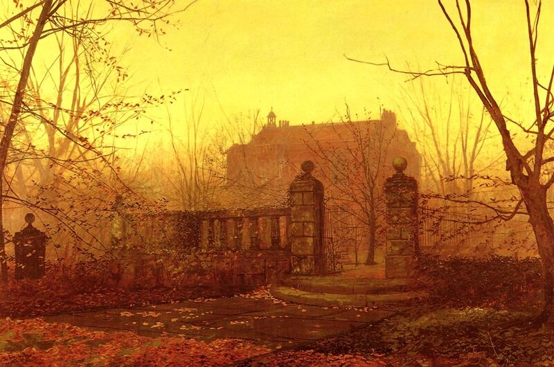 Autumnal gate to a mansion
