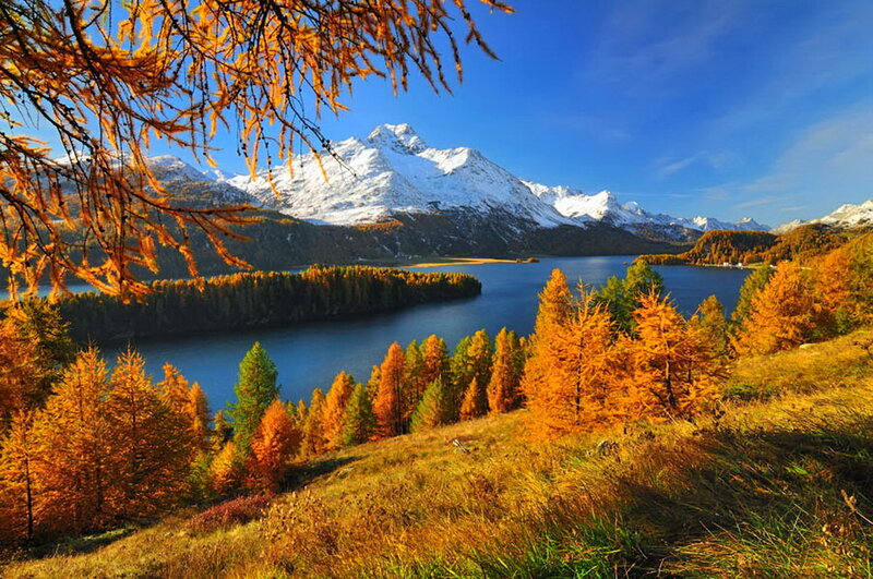 Autumnal Lake and Mountains