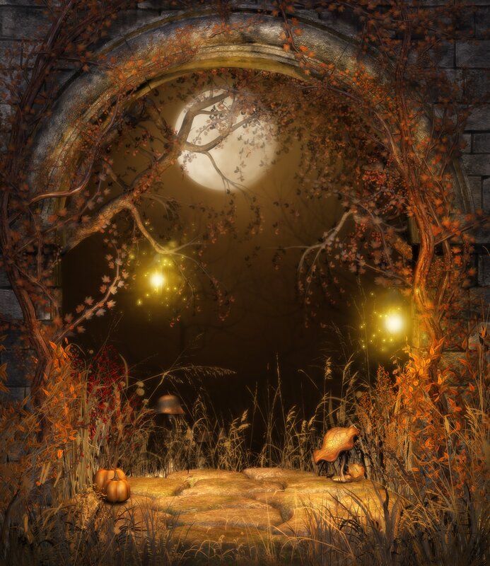 Autumnal moonlit archway