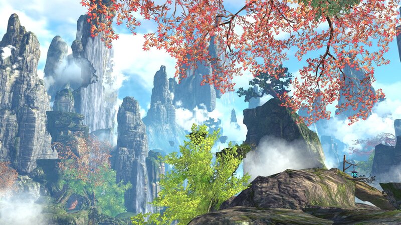 Autumnal Mountain Landscape — Red, Serene, Autumn