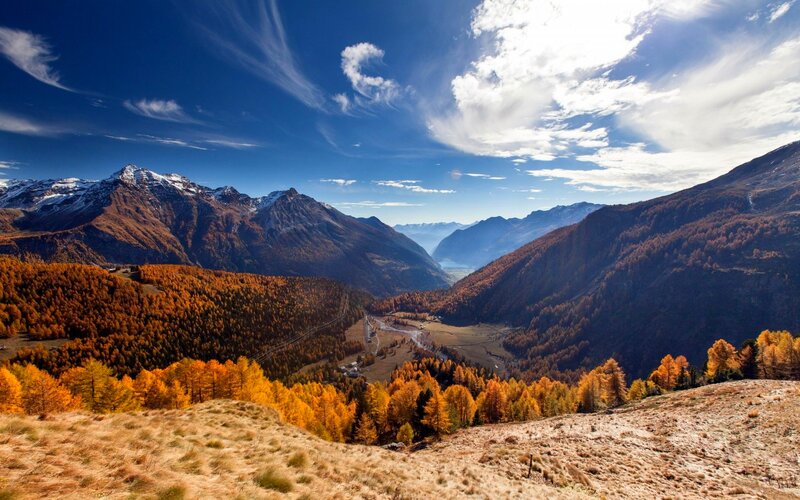 Autumnal Mountain Valley — Blue