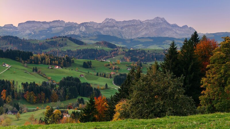 Autumnal mountains and rolling hills