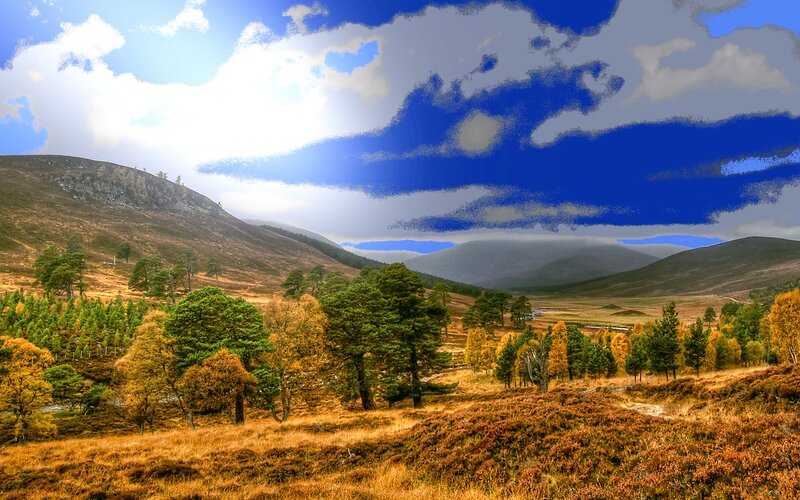Autumnal Valley Landscape — Blue, Serene
