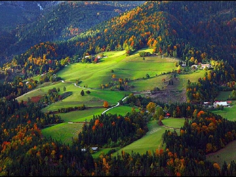Autumnal Valley Landscape — Green