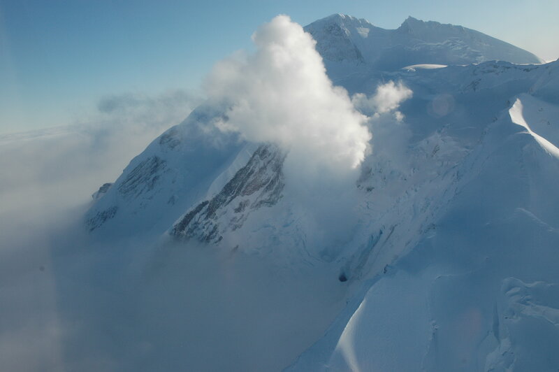 Avalanche on a snowy mountain