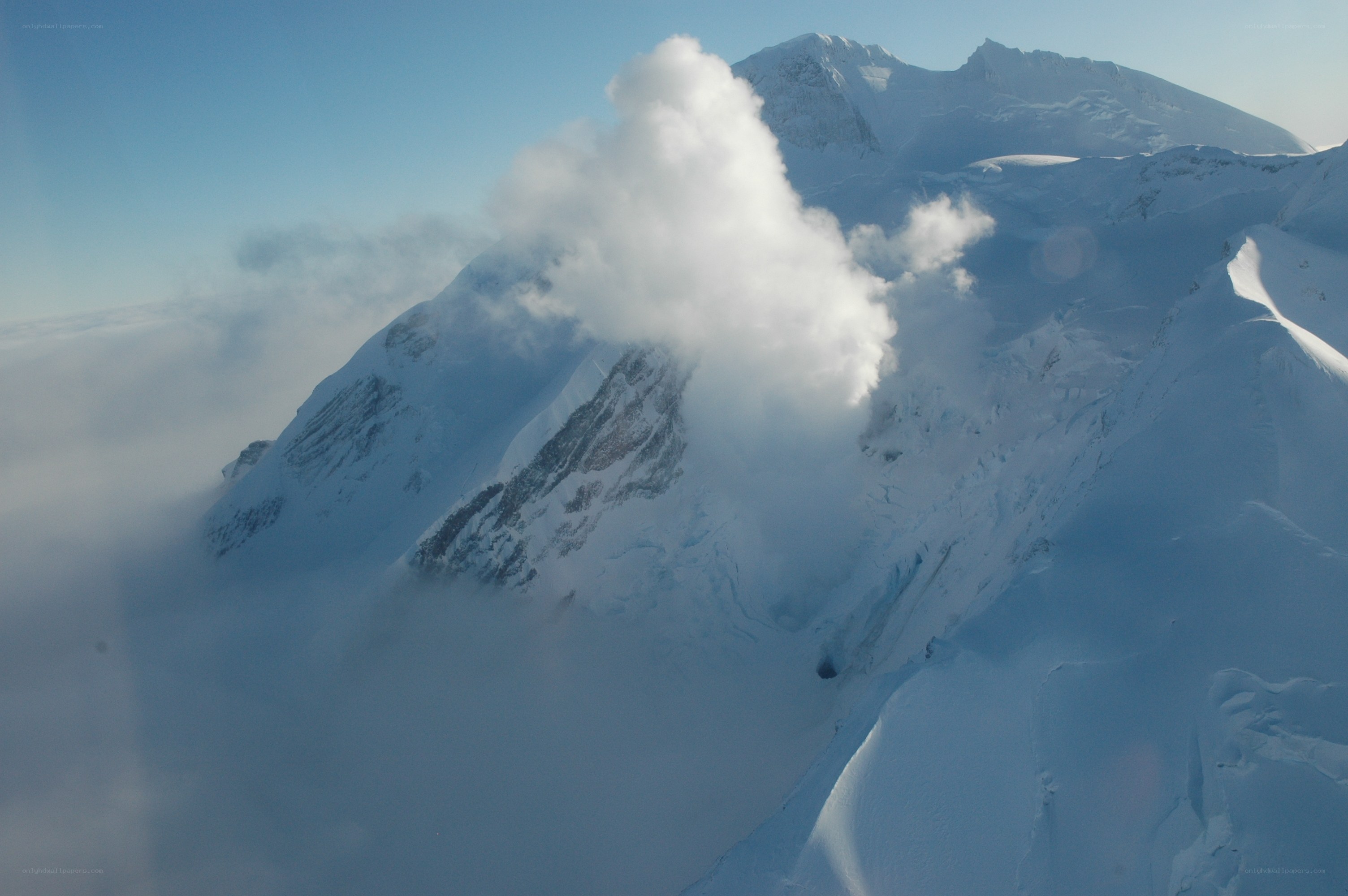 Avalanche on a snowy mountain