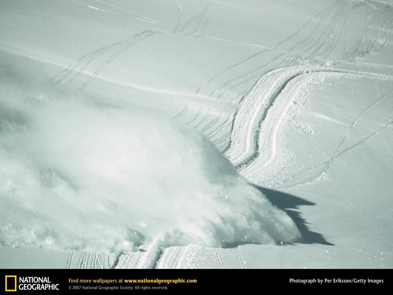 Avalanche on a snowy slope