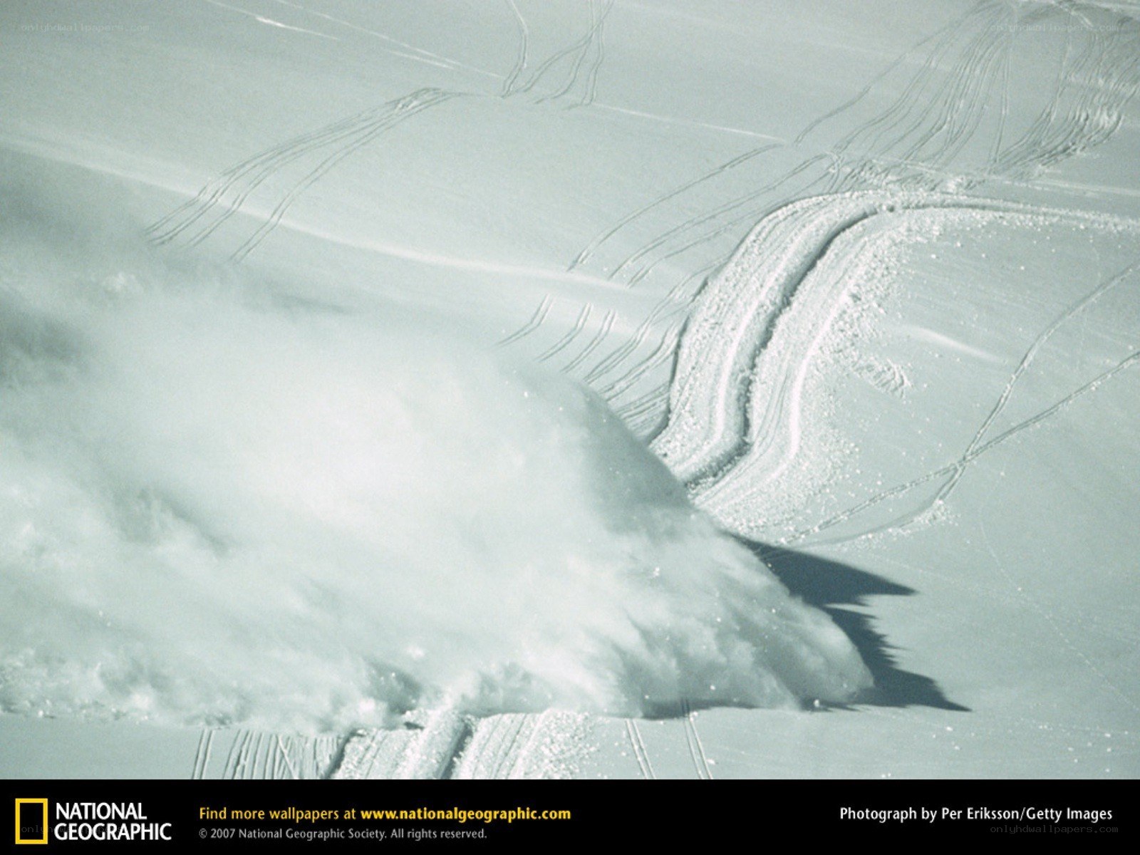 Avalanche on a snowy slope
