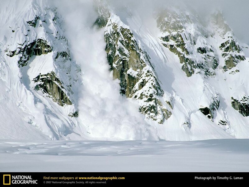 Avalanche on Mountain — White, Dramatic