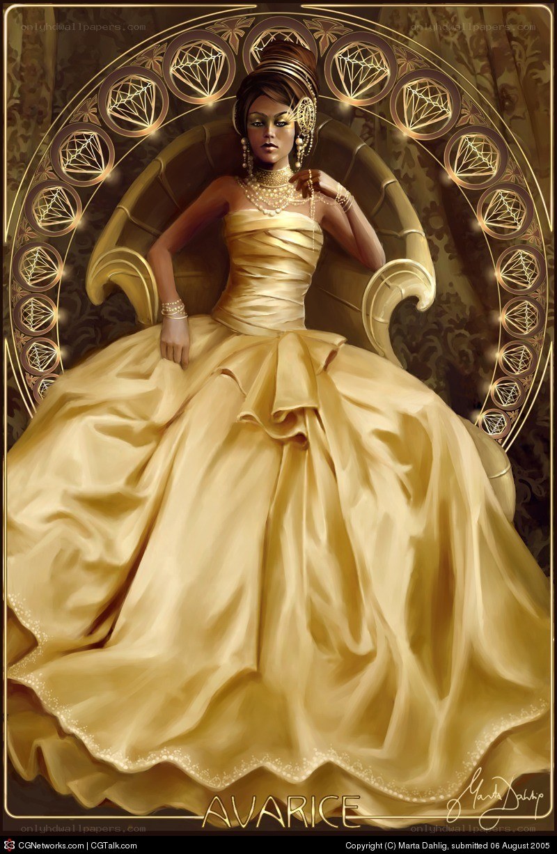 Avarice in golden gown