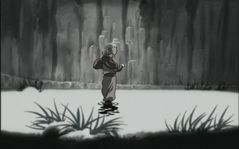 Avatar Aang in a cave