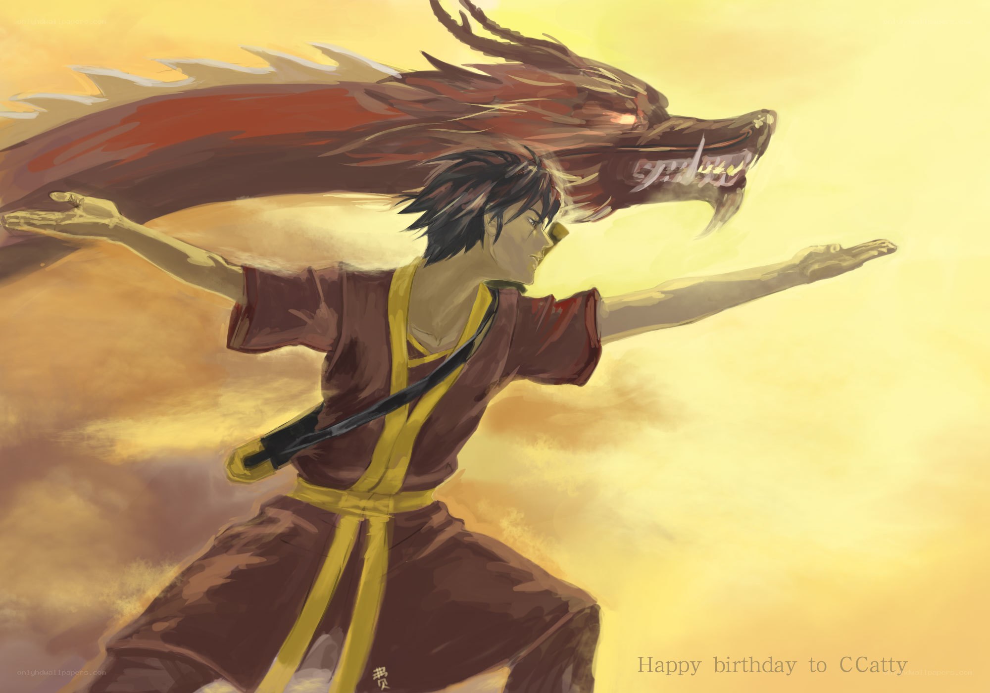 Avatar Aang with dragon