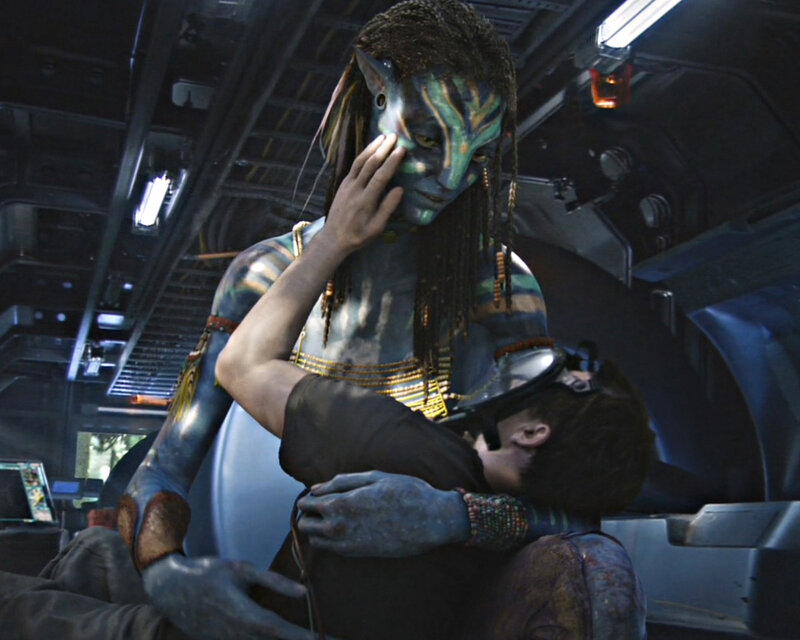 Avatar character holding human