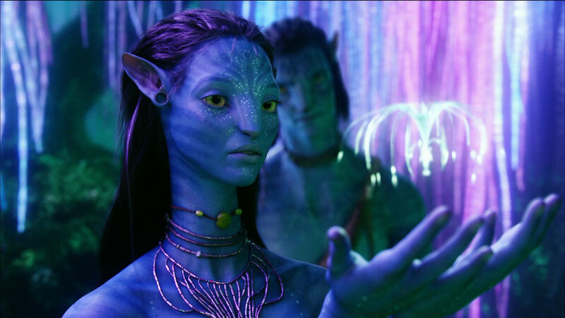 Avatar character in bioluminescent forest