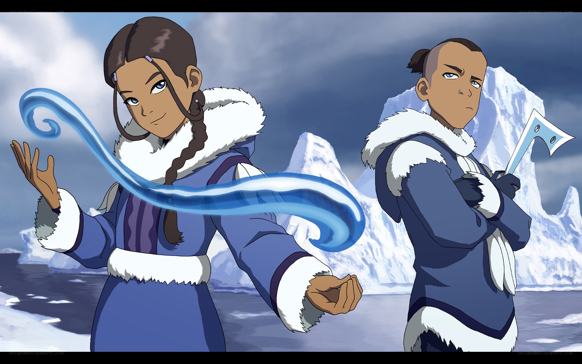 Avatar characters in icy landscape