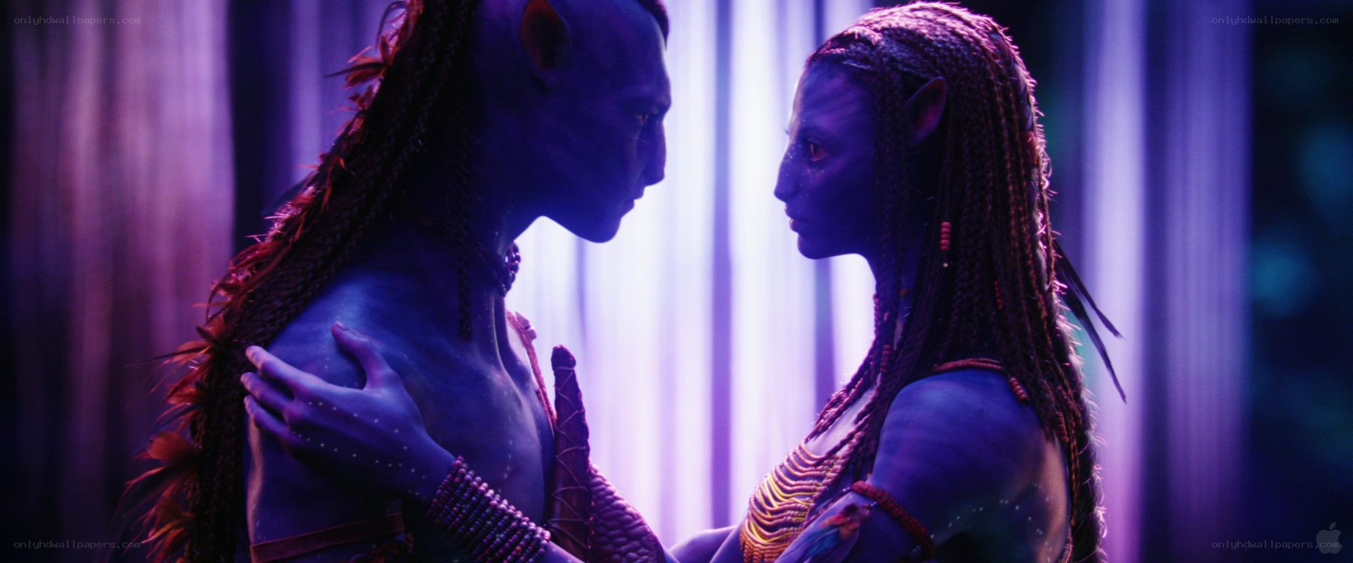 Avatar characters in intimate moment