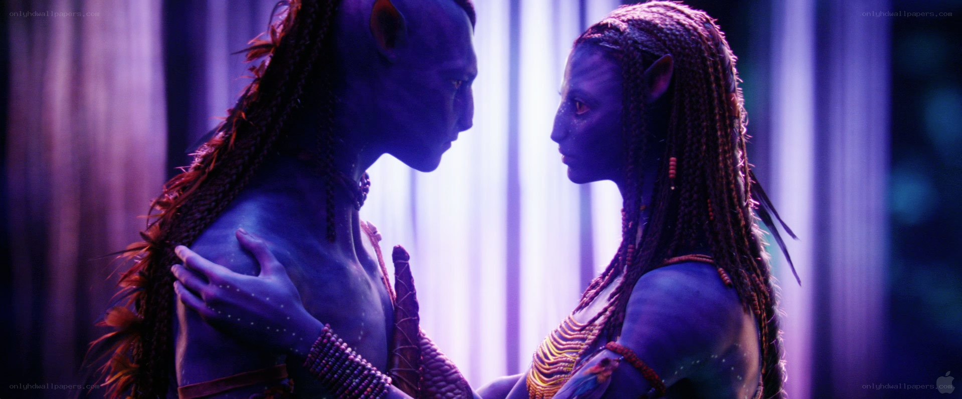 Avatar characters in intimate moment