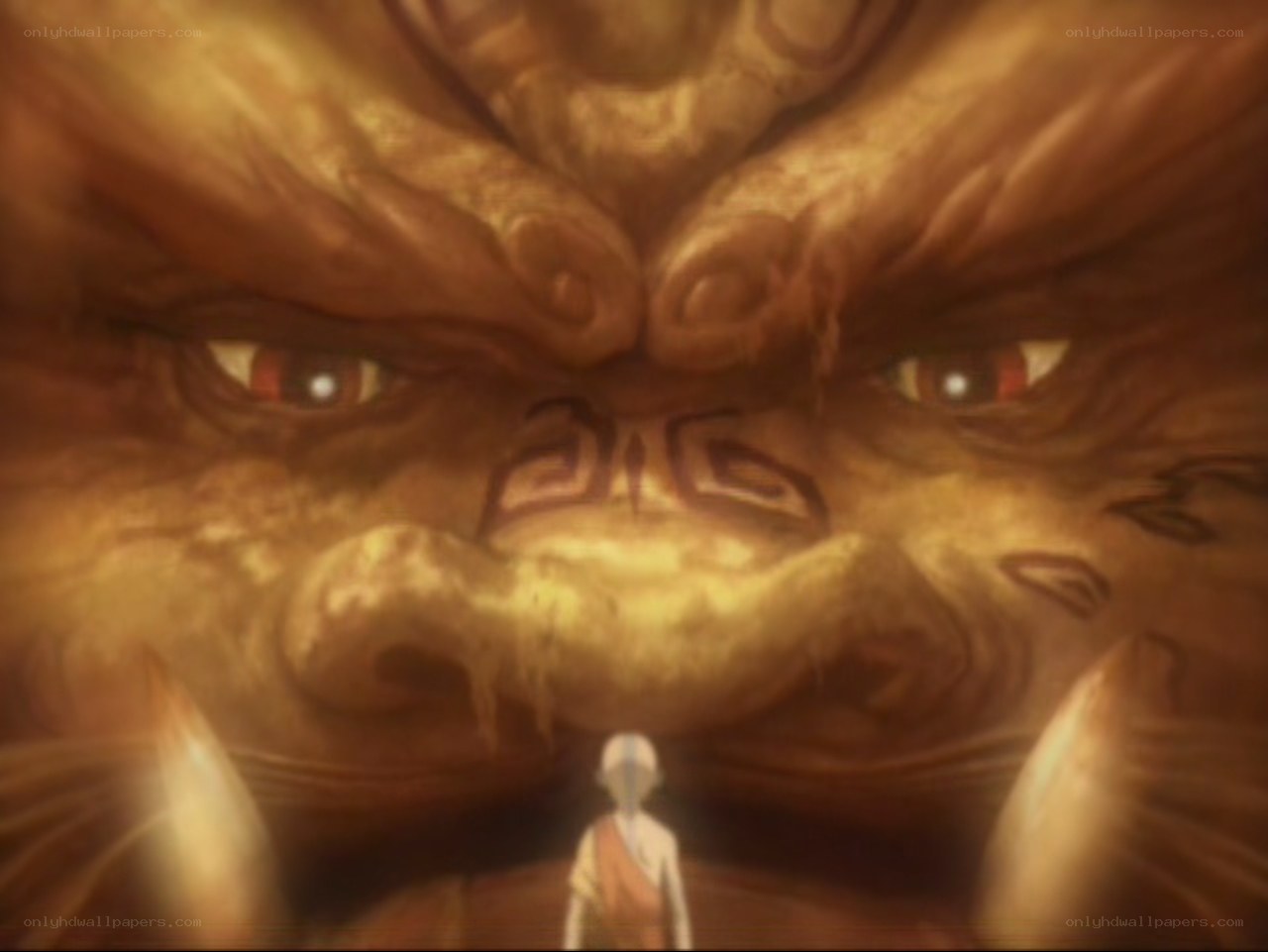 Avatar confronts giant spirit