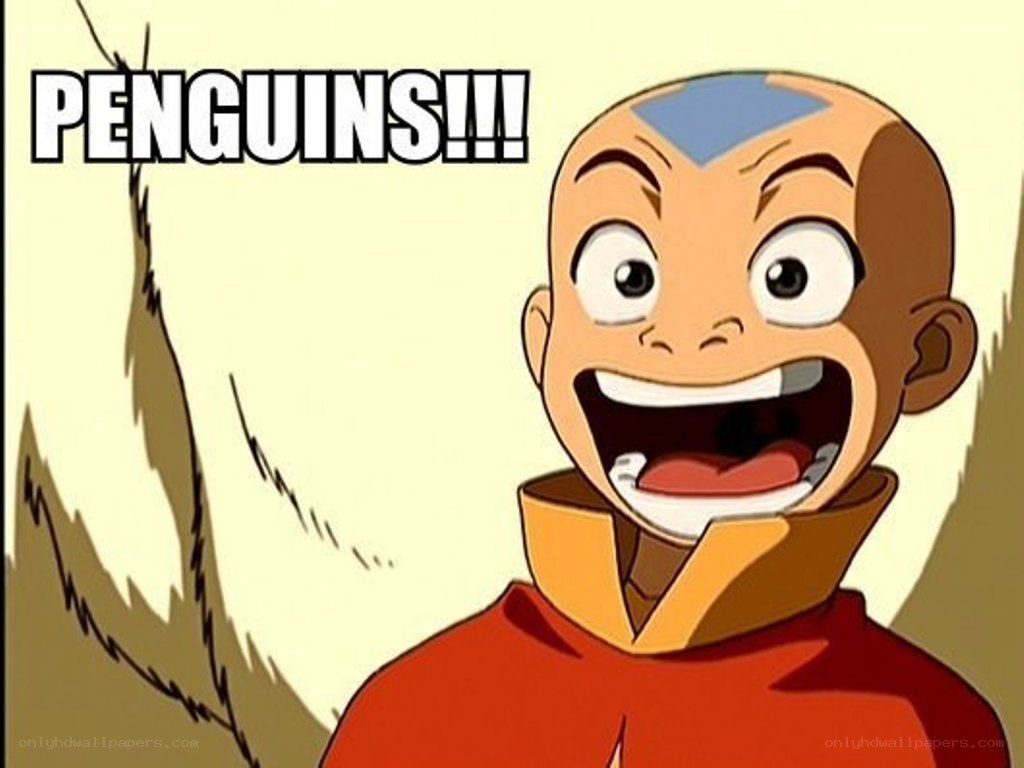 Avatar excited about penguins