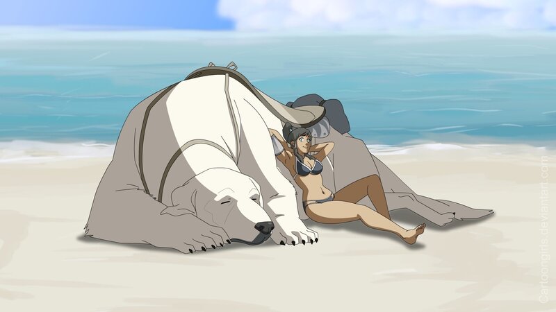 Avatar: Katara and Appa on beach