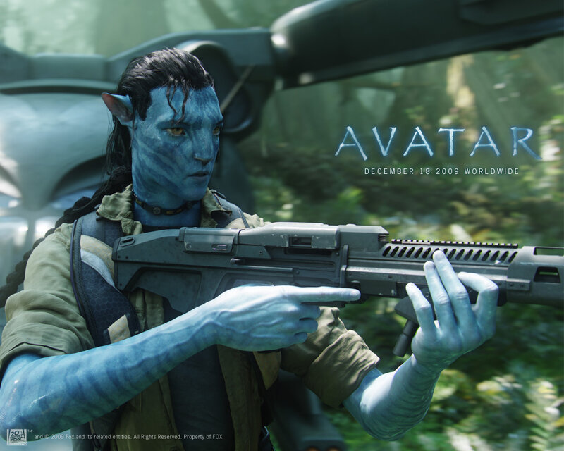 Avatar movie character with rifle