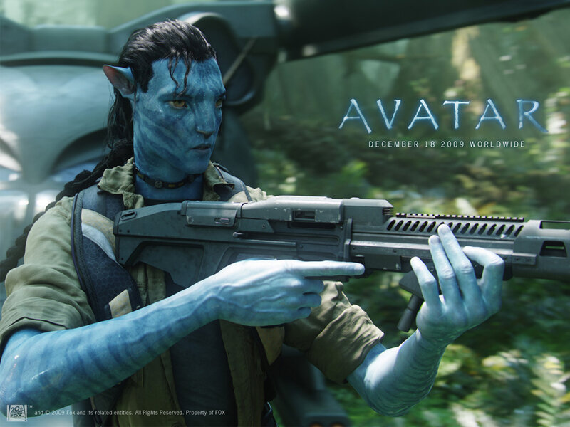Avatar movie character with rifle