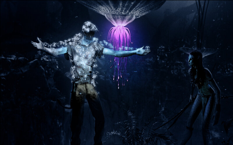 Avatar scene with glowing jellyfish