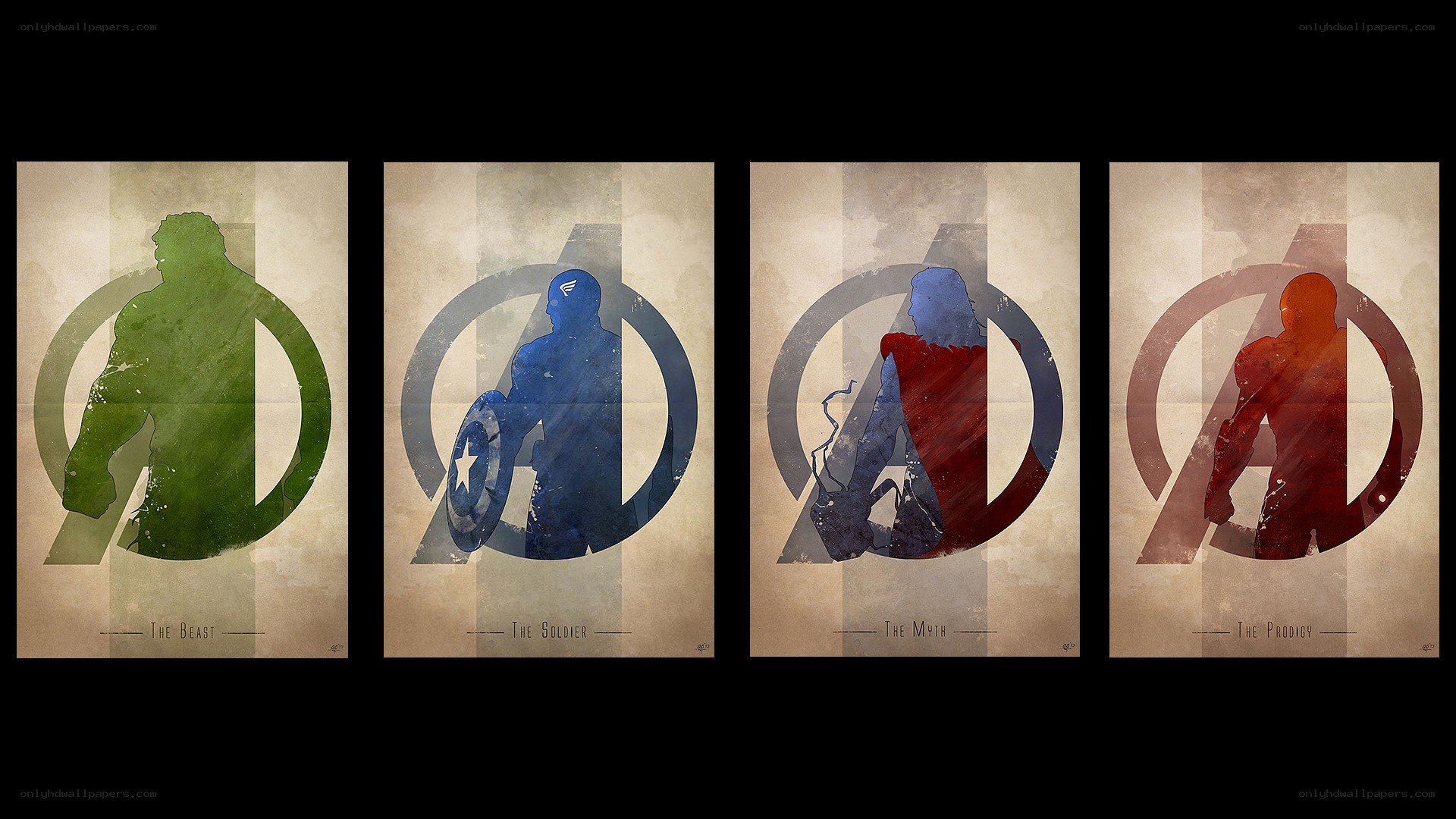Avengers character silhouettes