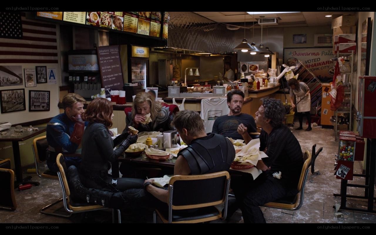 Avengers eat shawarma