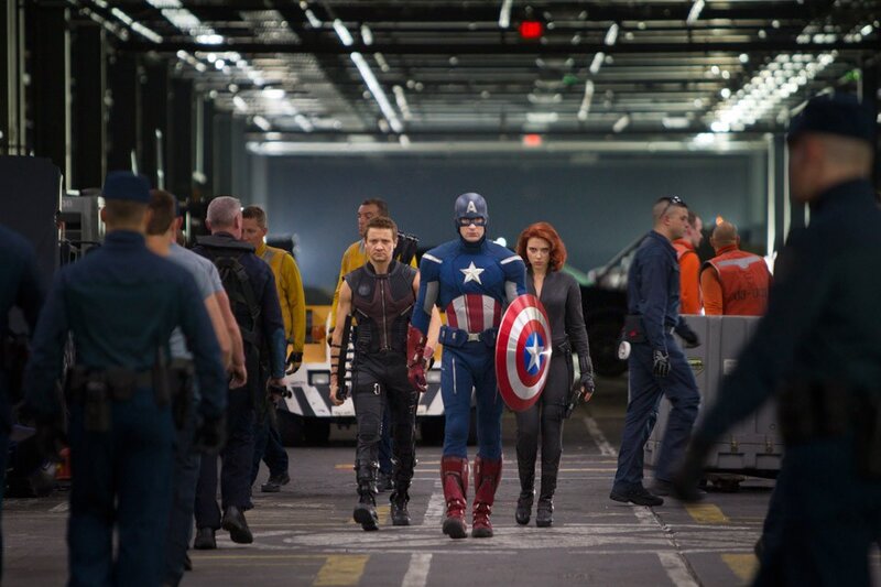 Avengers in a hangar