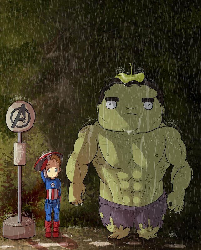Avengers in the rain