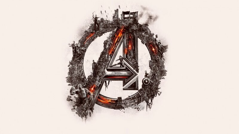 Avengers Logo Collage — Black, Dramatic, Digital Art, Characters