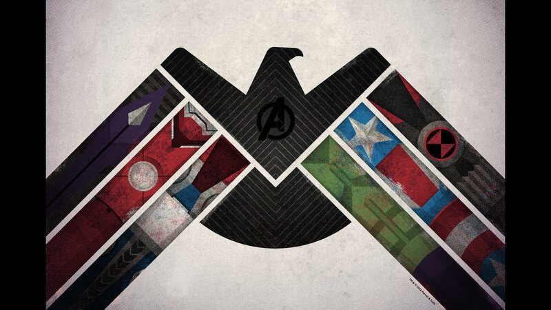 Avengers Logo Collage — Black, Dramatic, Digital Art, Eagle
