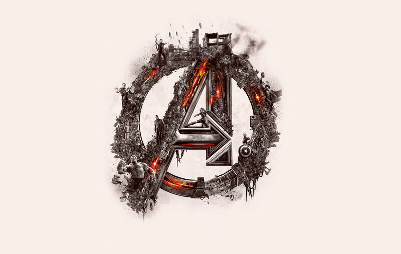 Avengers Logo Collage — Black, Dramatic, Illustration