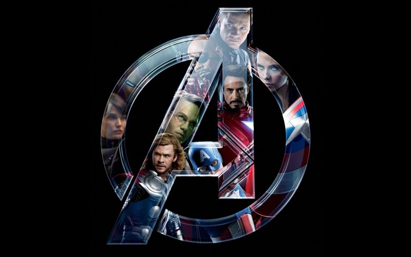 Avengers Logo with Characters — Black