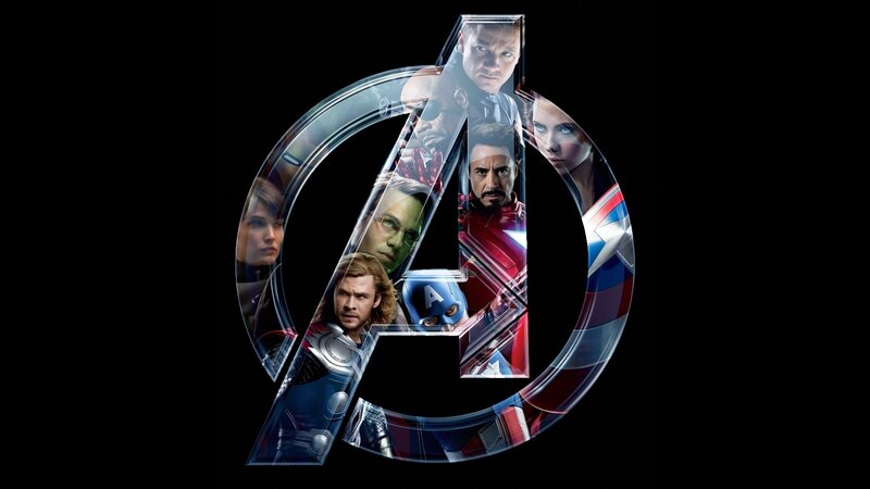 Avengers logo with characters