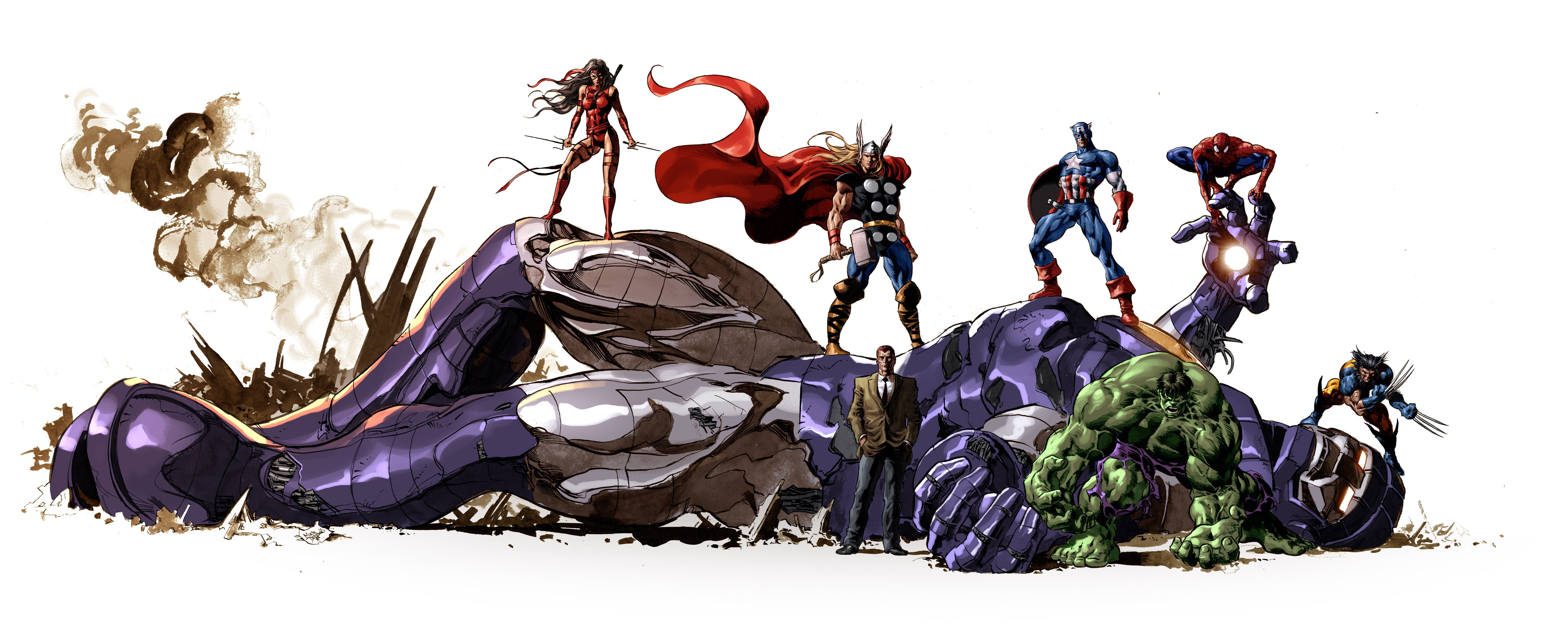 Avengers stand over defeated giant