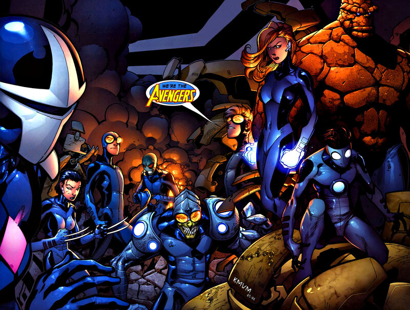 Avengers Team — Blue, Dramatic, Comic